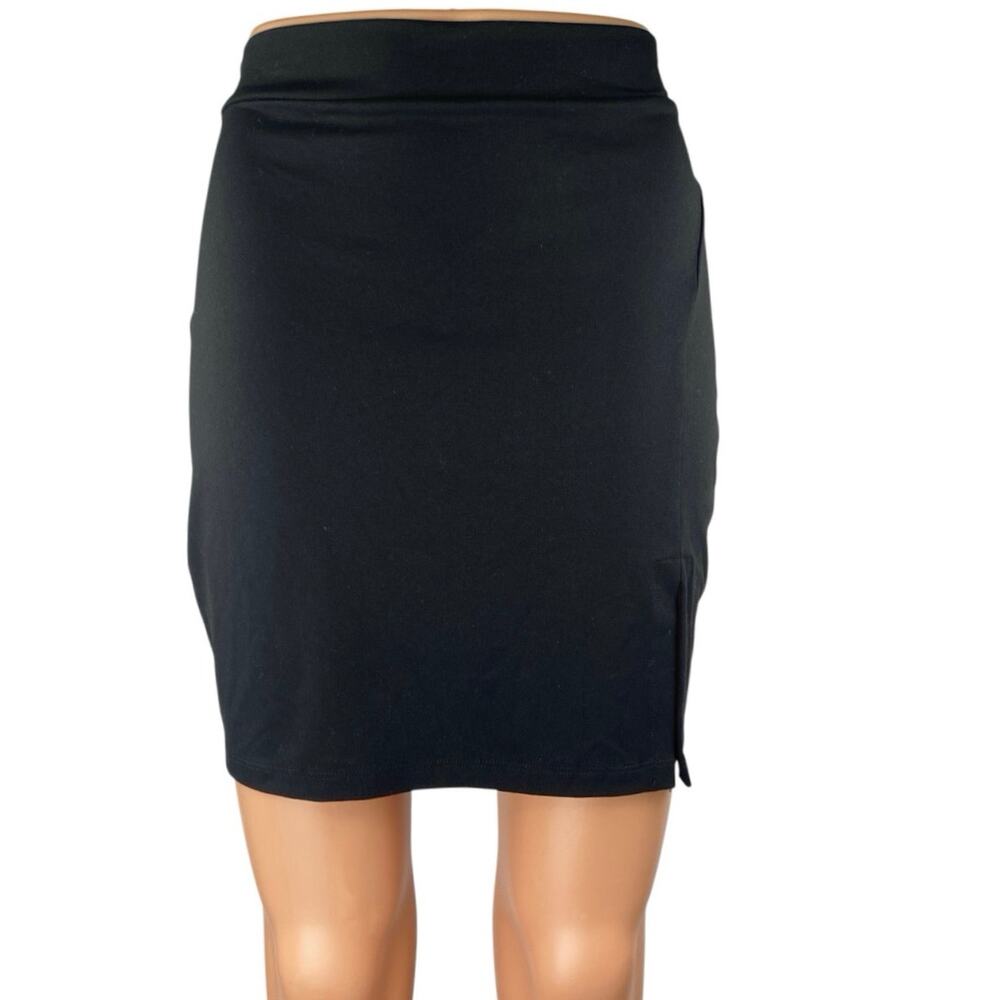 Susana Monaco Women's Black High Waisted Slit Pull On Pencil Mini Skirt Size S